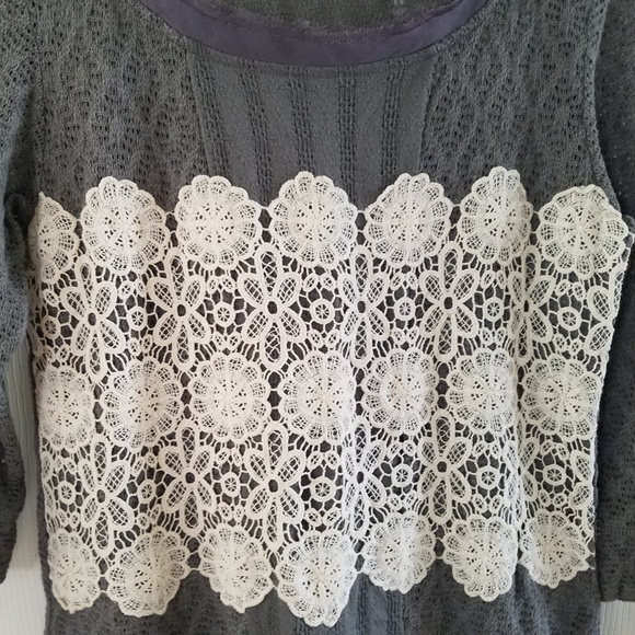 Meadow Rue Lace Front Knit Shirt - Picture 2 of 4